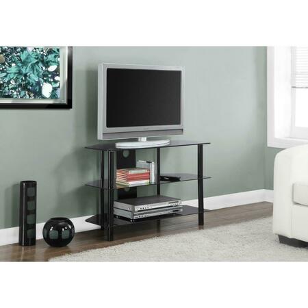 HOMEROOTS 24 in. Black Metal & Black Tempered Glass TV Stand 332857
